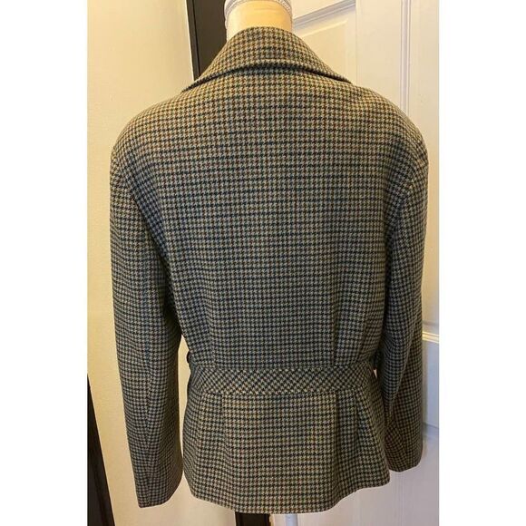 Vintage Braebrook 100% Wool Houndstooth Jacket Brown Tan - Women's Size 10 - Picture 2 of 9